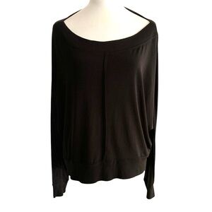 Planet by Lauren G Black One Size Jersey Knit Minimalist Dolman Sleeve Top